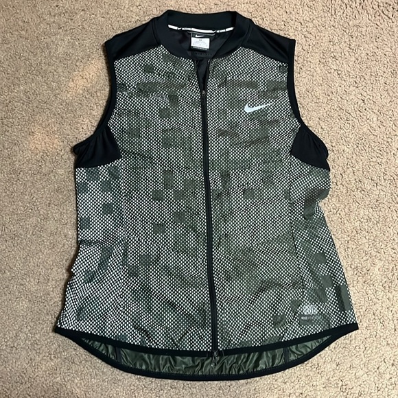 NIKE Running Vest Aeroloft Flash 800 Goose Down Military Green Camo Medium - Picture 3 of 8